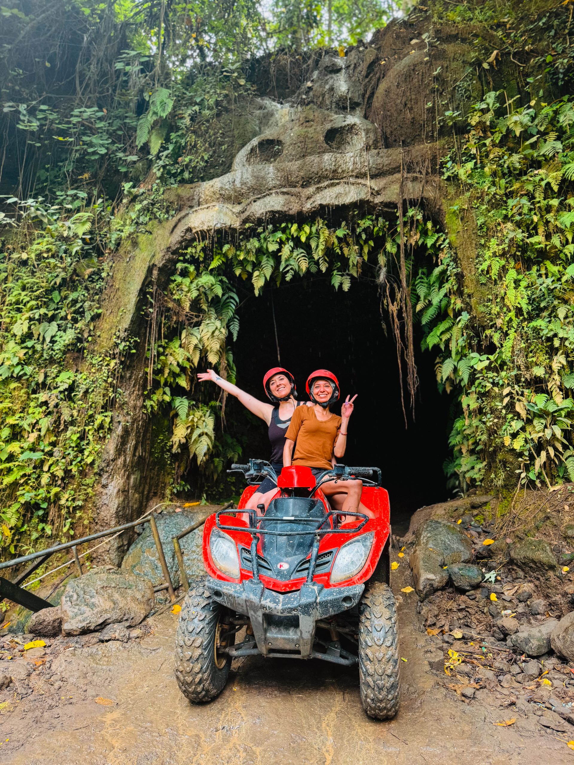 lesbian couple doing atv tour in bali